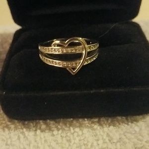 Sterling silver heart ring with CZ diamonds
